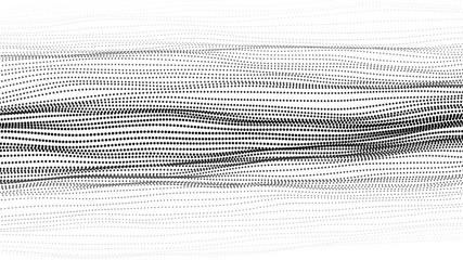 Poster - Abstract dynamic wave of particles. Big data. Low poly shape. Wave of gradient dots on white background. Futuristic vector illustration.