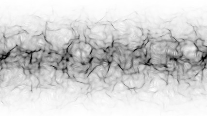 Poster - Abstract dynamic wave of particles. Big data. Low poly shape. Wave of gradient dots on white background. Futuristic vector illustration.
