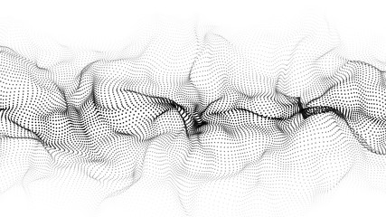 Fototapete - Abstract dynamic wave of particles. Big data. Low poly shape. Wave of gradient dots on white background. Futuristic vector illustration.