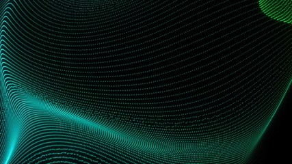 Poster - Animation of Technology green abstract background. Glowing connecting dots and lines. Sci fi concept image.