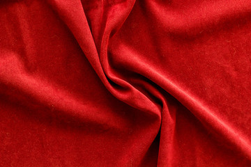 Pattern for blog with red fabric texture top view copyspace