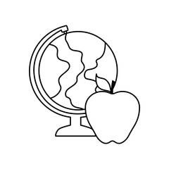 Poster - terrestrial globe with apple fruit