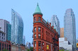 Toronto, financial district skyline in the background with Victorian buildings in the foreground