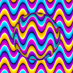 Wall Mural - colorful background with moving sphere. motion illusion.