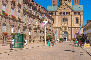 Wall Mural - Speyer City, GERMANY, July 04, 2019: Romantic streets and houses in Speyer in summer time