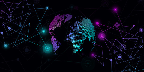 Poster - Abstract background technology and science graphic design. Connecting dots and lines.Internet connection.Global network connection.Vector illustration