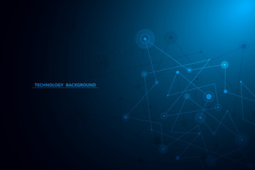 Poster - Abstract background technology and science graphic design. Connecting dots and lines.Internet connection.Global network connection.Vector illustration