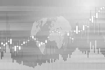 Poster - Stock market graph or forex trading chart for business and financial concepts, reports and investment on grey background . Vector illustration