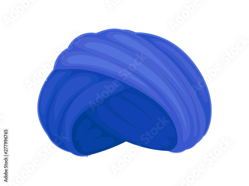 Fotografía Blue turban. Vector illustration on white background.
