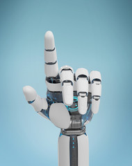 Aufkleber - White cyborg pointing his finger 3D rendering
