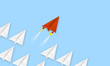 Red plane made of paper metaphor for rev up to business success