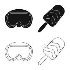 Poster - Isolated object of equipment and swimming symbol. Set of equipment and activity vector icon for stock.