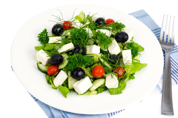 Poster - Fresh vegetable salad with feta, olives