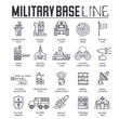 Set of military base thin line icons, pictograms.