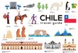 Chile travel guide template. Set of chilean landmarks.
