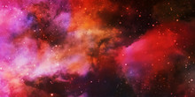 Red Violet Theme On Star And Nebular And Galaxy Background.