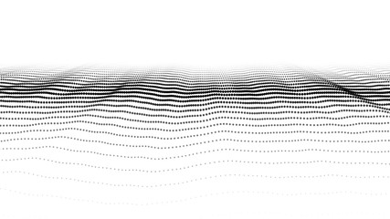 Poster - Abstract dynamic wave of particles. Big data. Low poly shape. Wave of gradient dots on white background. Futuristic vector illustration.