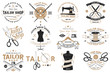Tailor shop badge. Vector. Concept for shirt, print, stamp label or tee. Vintage typography design with sewing needle and scissors silhouette. Retro design for sewing shop business