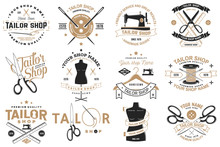 Tailor Shop Badge. Vector. Concept For Shirt, Print, Stamp Label Or Tee. Vintage Typography Design With Sewing Needle And Scissors Silhouette. Retro Design For Sewing Shop Business