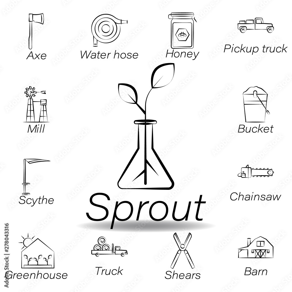 sprout hand draw icon. Element of farming illustration icons. Signs and ...