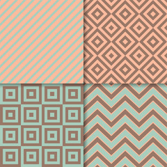 Wall Mural - Classic geometric patterns vector set. Textile fabric prints, geometric backgrounds