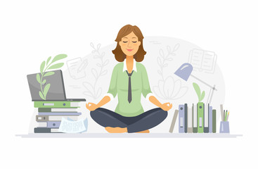 Wall Mural - Mindfulness - modern vector cartoon people characters illustration