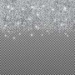 © ArtLerie - Silver shiny dust. Falling glitter confetti isolated on transparent background. Sparkling glitter border, festive frame. Design for Christmas and birthday cards, invitation, party posters