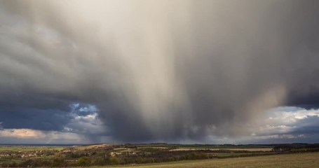 Poster - Stormy Clouds over British Countryside at Spring