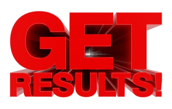 GET RESULTS ! word on white background 3d rendering