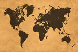 Fototapeta Mapy - Global map, black on coloured textured background