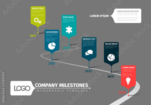 Dark Path Timeline Informative Chart Layout Stock Template | Adobe Stock