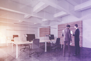 Wall Mural - Businessmen in white open space office interior