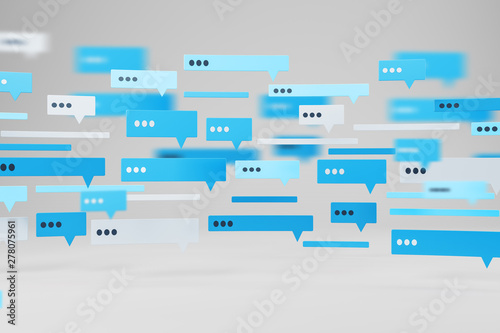 Cuadros en Lienzo Blue and white text message templates on white