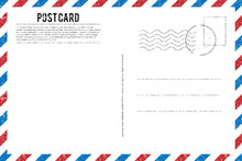 Blank Vintage Post Card Template With Stamp.vector Illustration