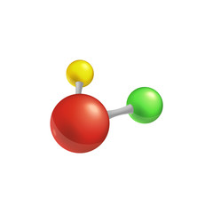 Colorful molecule chain structure model with three balls,