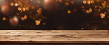 Abstract Bokeh Background With Old Table