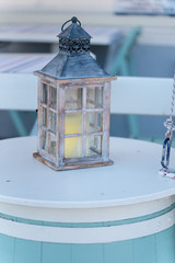 Wooden lamp with candle