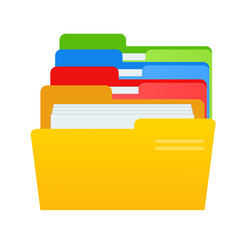 Leinwandbilder - web computer color folders with documents files for design on white, stock vector illustration
