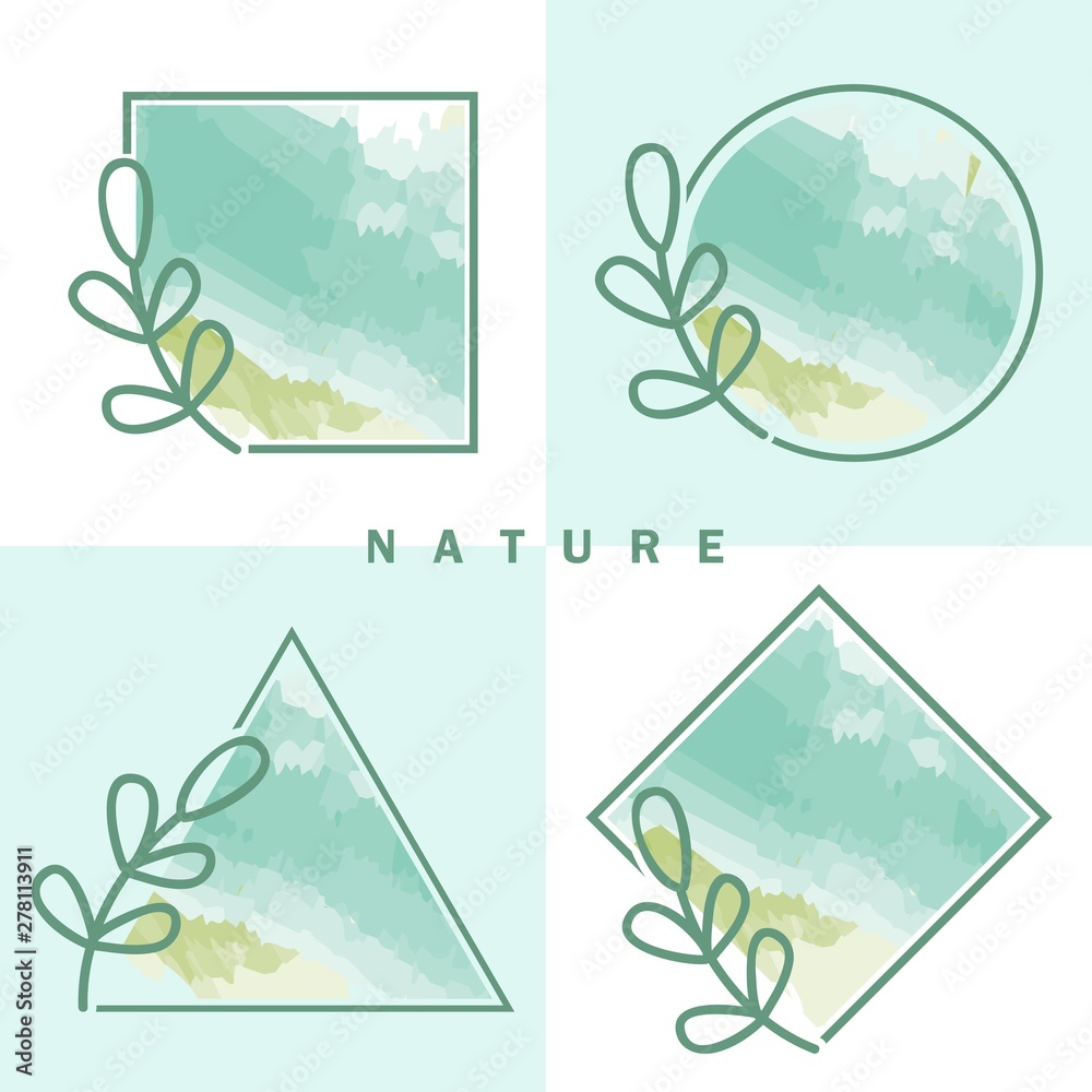 Nature organic frame vector collection Stock Vector | Adobe Stock