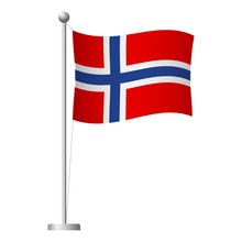 Norway Flag On Pole Icon