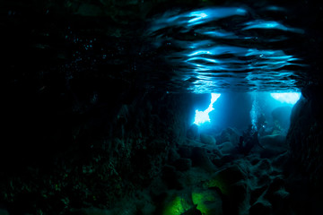 Wall Mural - Underwater cave in Miyakojima Island