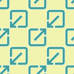 Poster - Green Open in new window icon isolated seamless pattern on yellow background. Open another tab button sign. Browser frame symbol. External link sign. Flat design. Vector Illustration