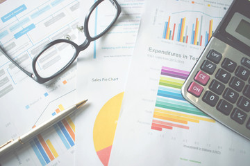 Poster - Business documents are placed on the table. Close up.
