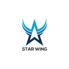 Wall Mural - star wing logo blue monogram