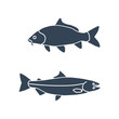 black icon fish, carp and salmon