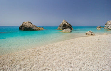 Kavalikefta Beach, Lefkada Island, Greece. Beautiful turquoise water of Kavalikefta Beach on the island of Lefkada in Greece 