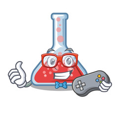 Sticker - Gamer erlenmeyer flask above wooden cartoon table