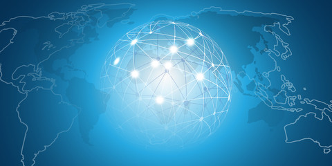 Poster - abstract blue futuristic modern style cloud computing, networks structure, telecommunications concep