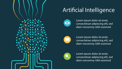 Poster - Abstract Artificial intelligence. Technology web background. Virtual concept