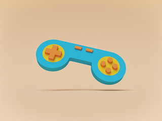 Poster - Retro computer gaming controller or gamepad. 3d rendering